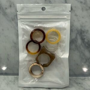 Brown Cream Resin Rings Set of 6